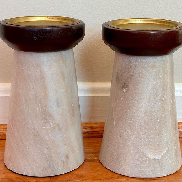 Threshold Solid Marble Candle Holders (set of 2) - Picture 1 of 4